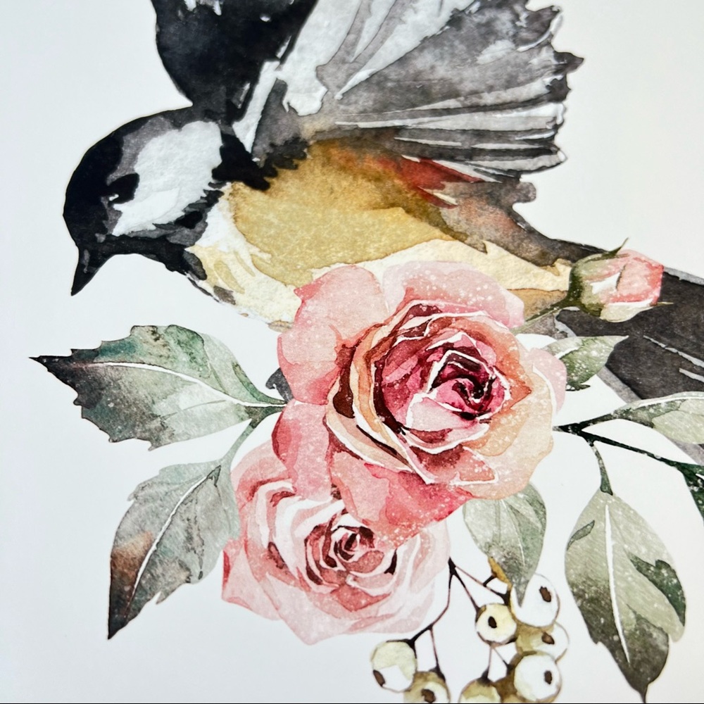 Chickadee Cute Bird Wall Art Print Poster Illustration Unframed - Picture 14 of 16